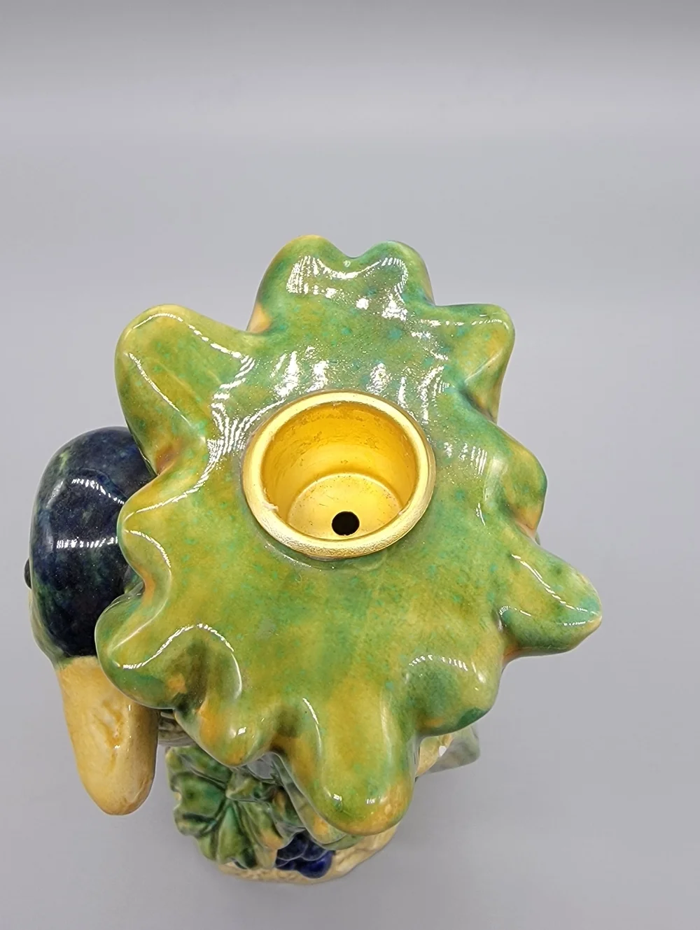 Vintage Majolica Style Mallard Formalities Baum Bros Candlestick Holder